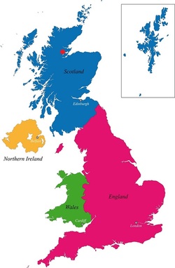 UK Map showing Courier Service base